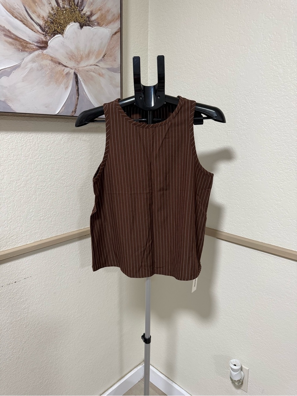 Commense Brown Pinstripe Top & Pants Set S | Office Siren Tailored Set - Picture 8 of 9